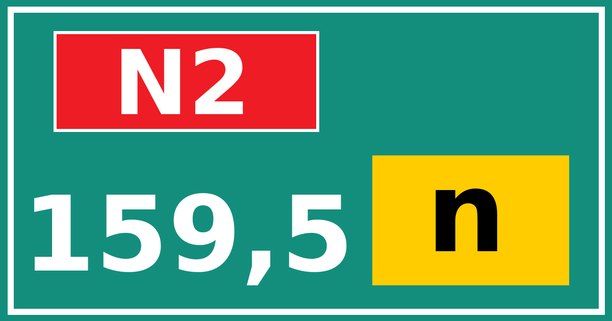 Hectometerbord N2 159,5 letter n