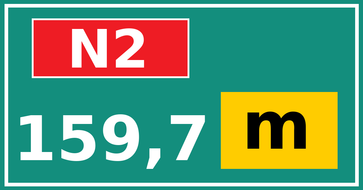 Hectometerbord N2 159,7 letter m