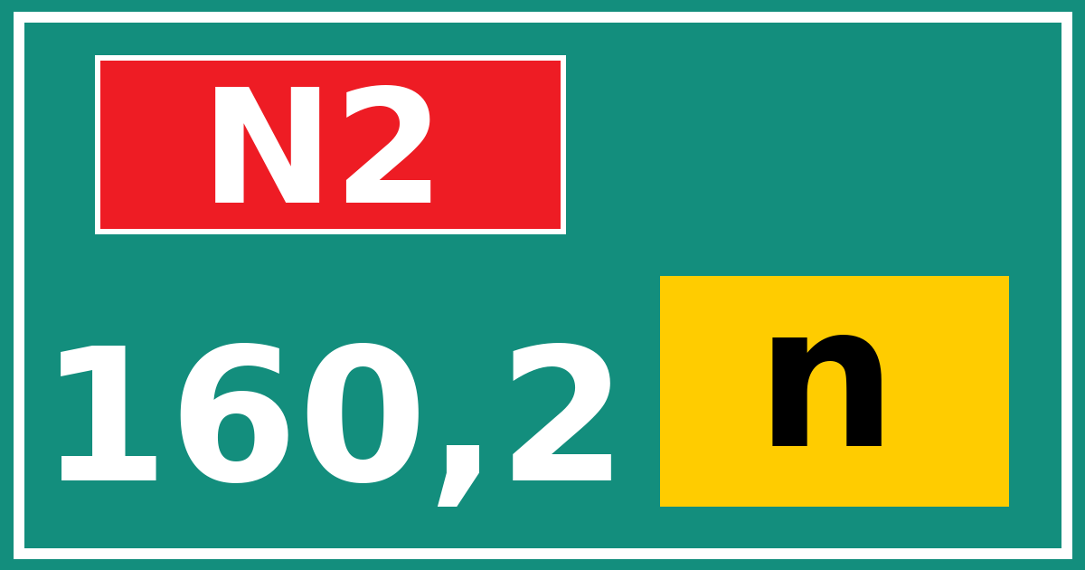 Hectometerbord N2 160,2 letter n