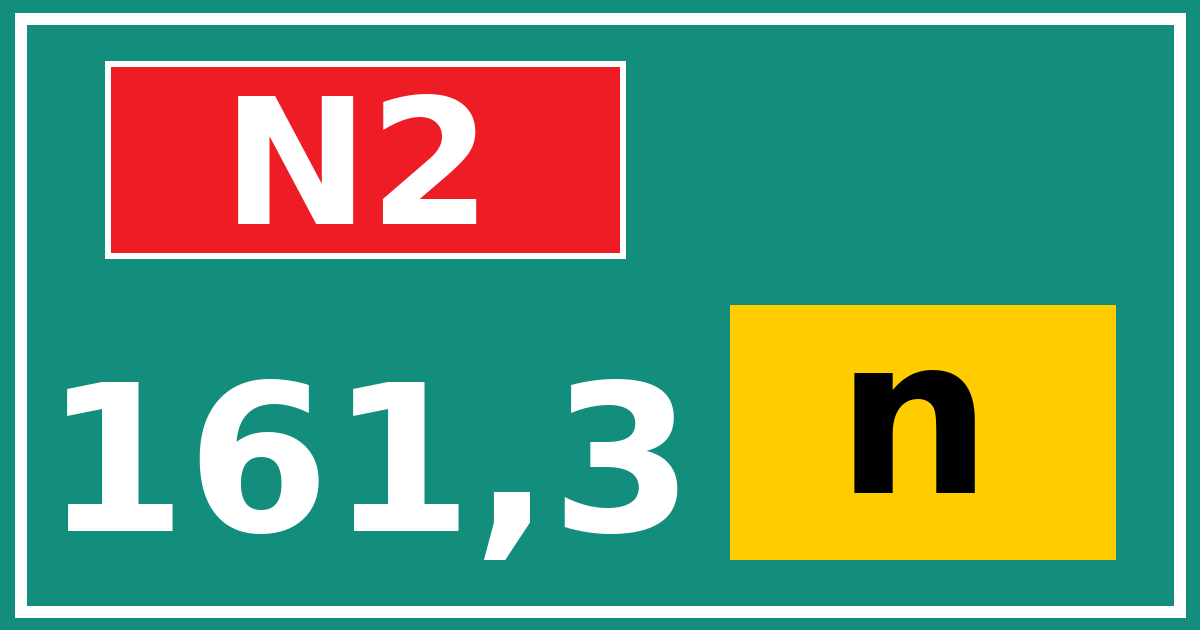 Hectometerbord N2 161,3 letter n