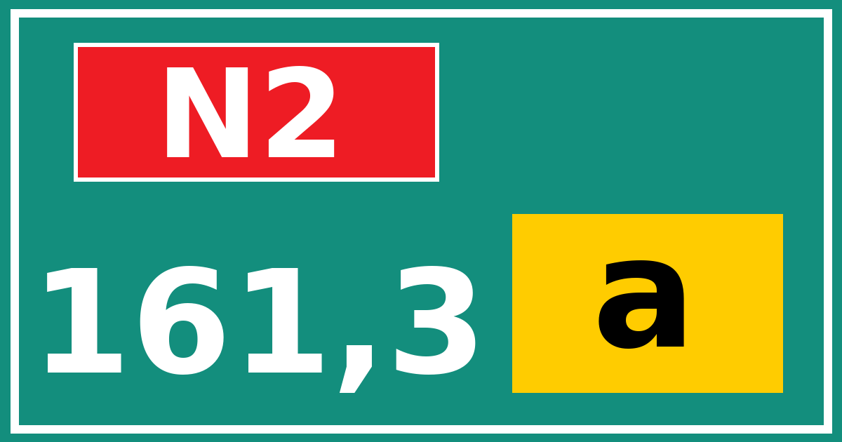 Hectometerbord N2 161,3 letter a