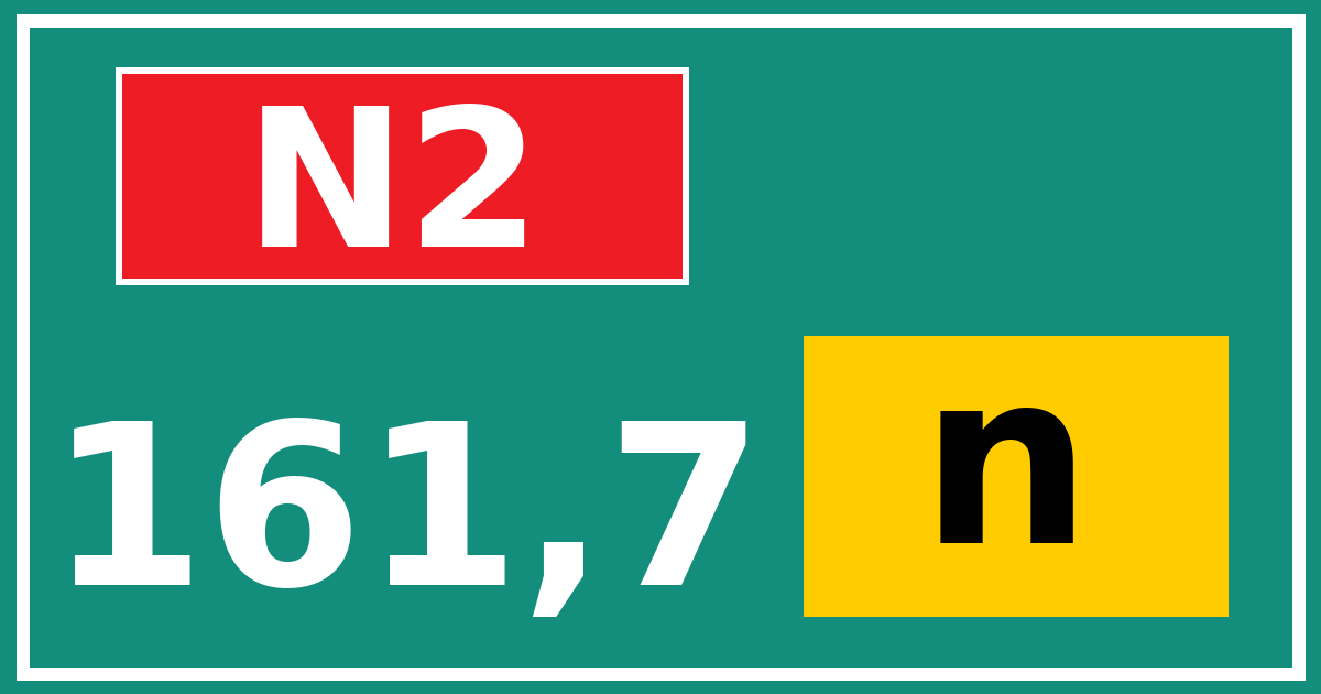 Hectometerbord N2 161,7 letter n