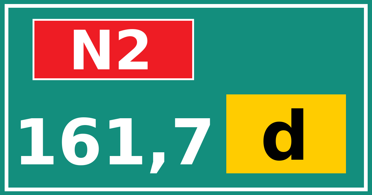 Hectometerbord N2 161,7 letter d