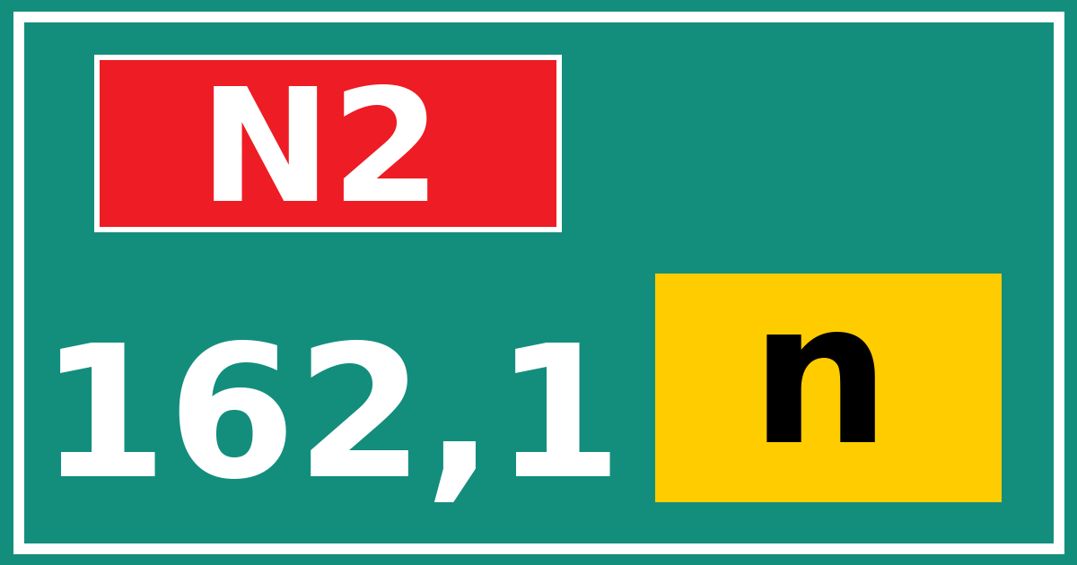 Hectometerbord N2 162,1 letter n