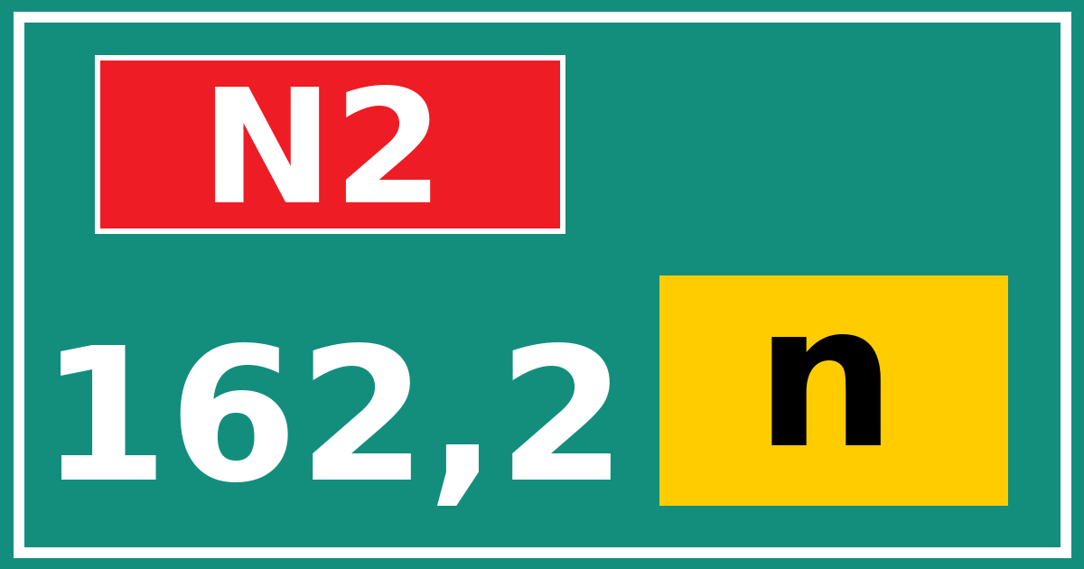 Hectometerbord N2 162,2 letter n