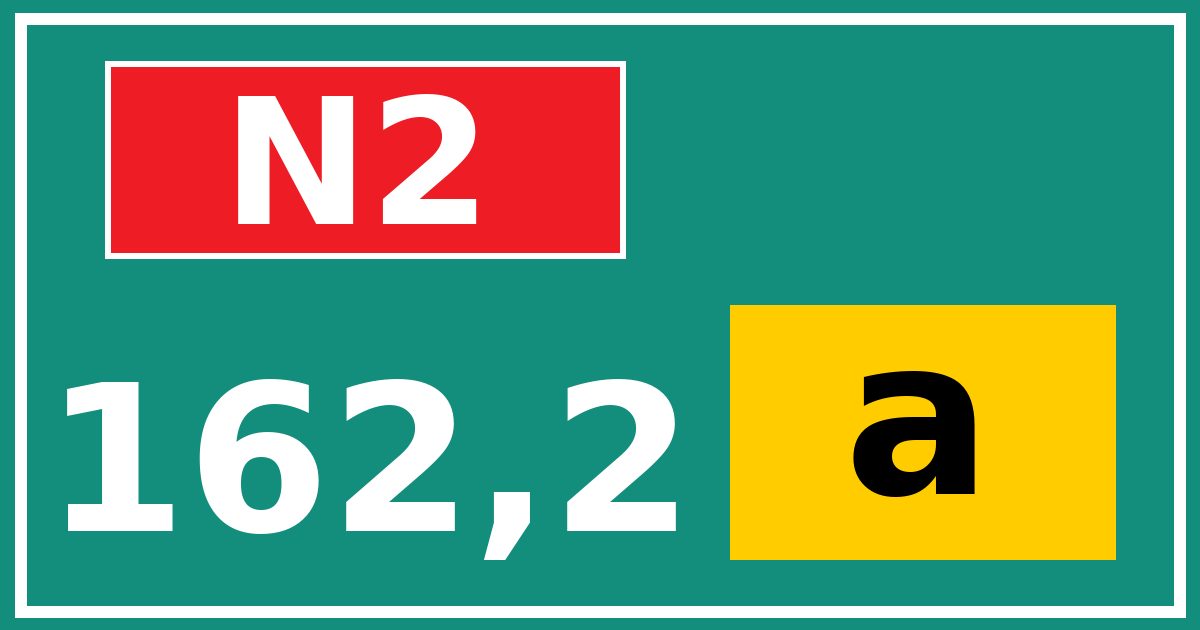 Hectometerbord N2 162,2 letter a