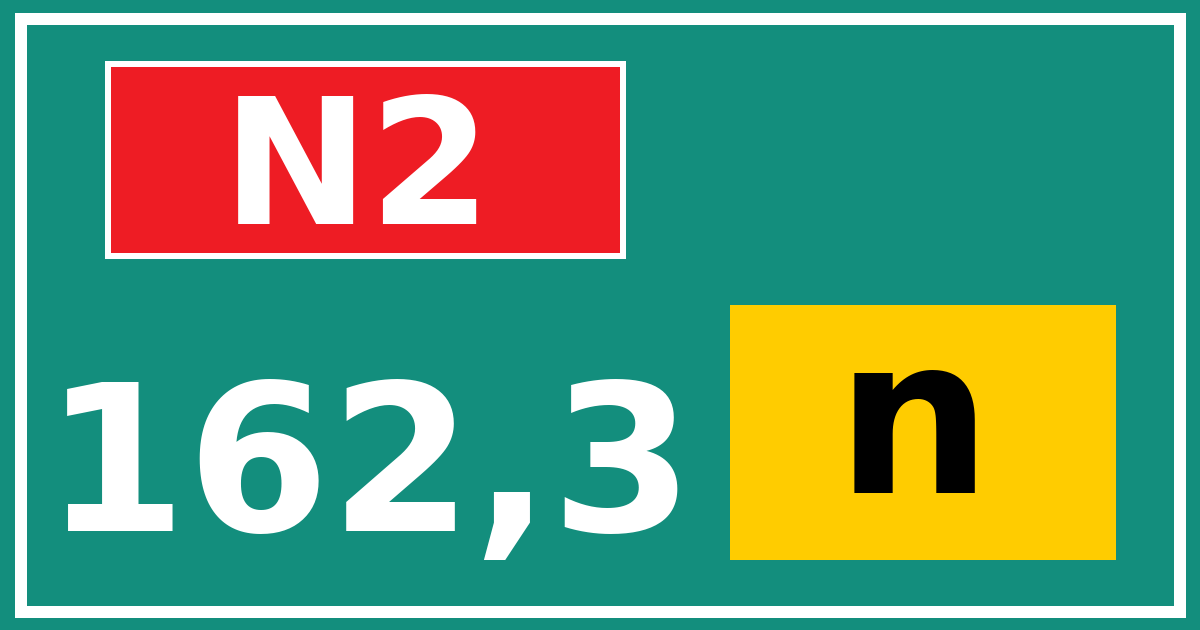 Hectometerbord N2 162,3 letter n