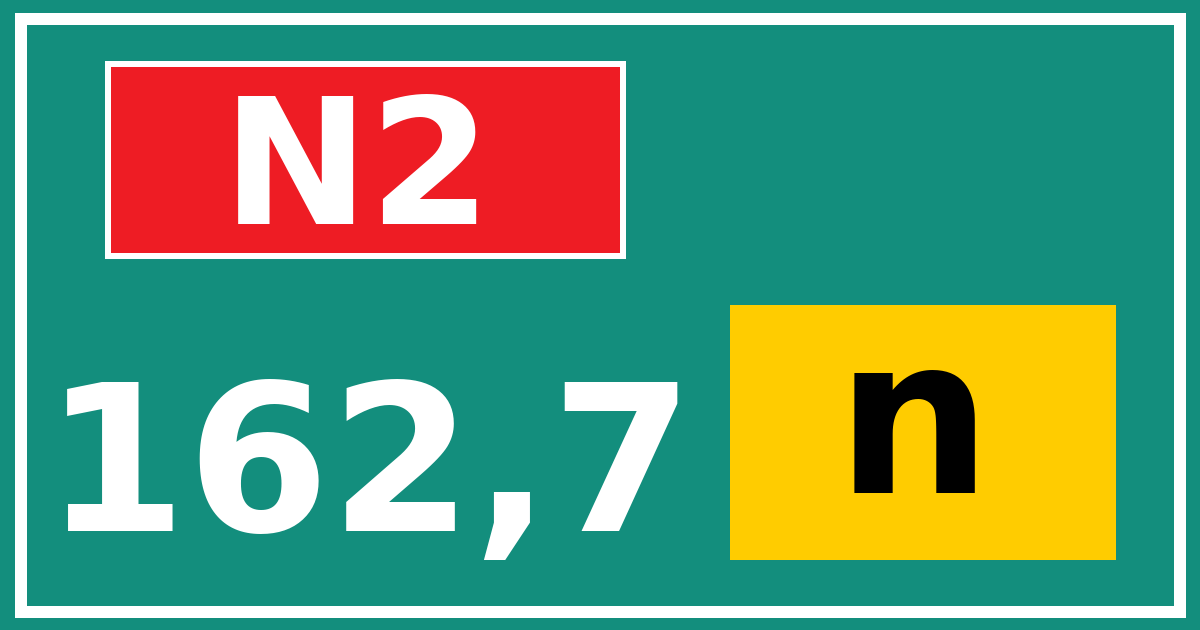 Hectometerbord N2 162,7 letter n