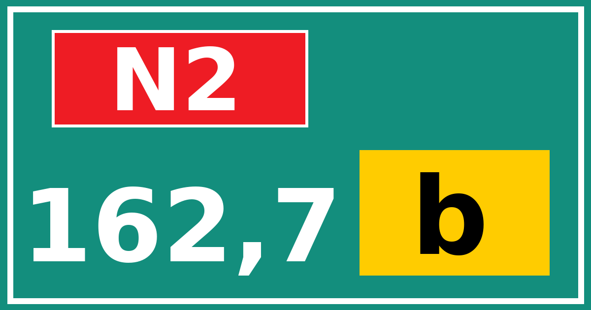 Hectometerbord N2 162,7 letter b