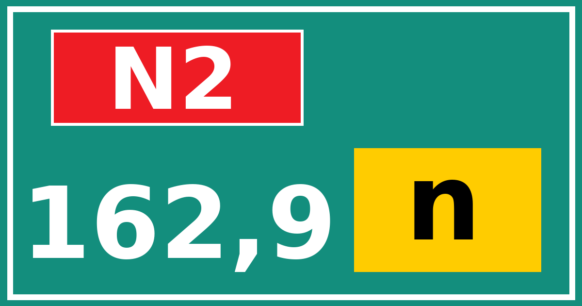Hectometerbord N2 162,9 letter n