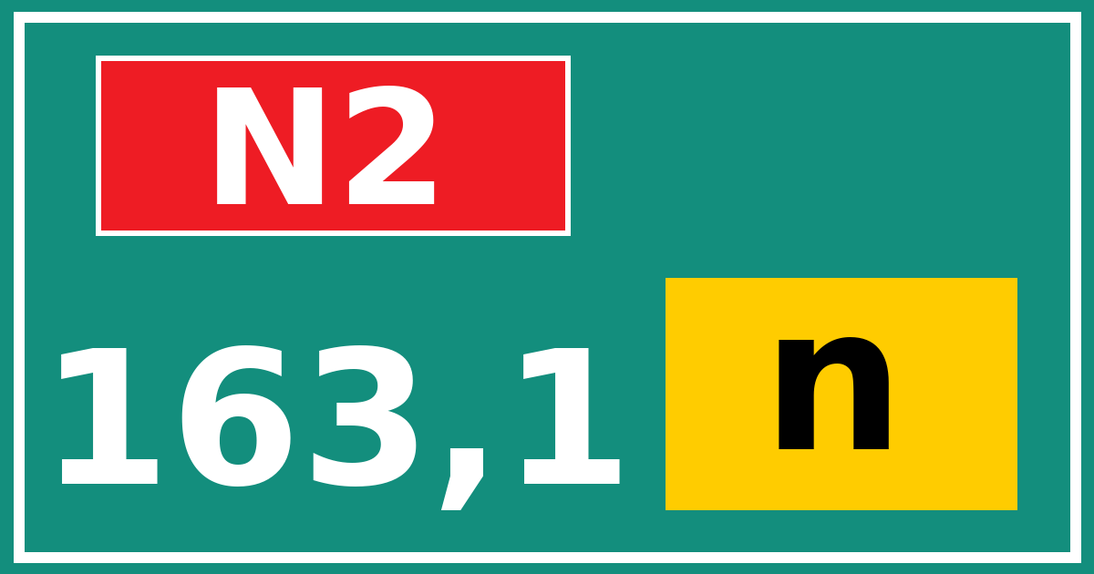 Hectometerbord N2 163,1 letter n