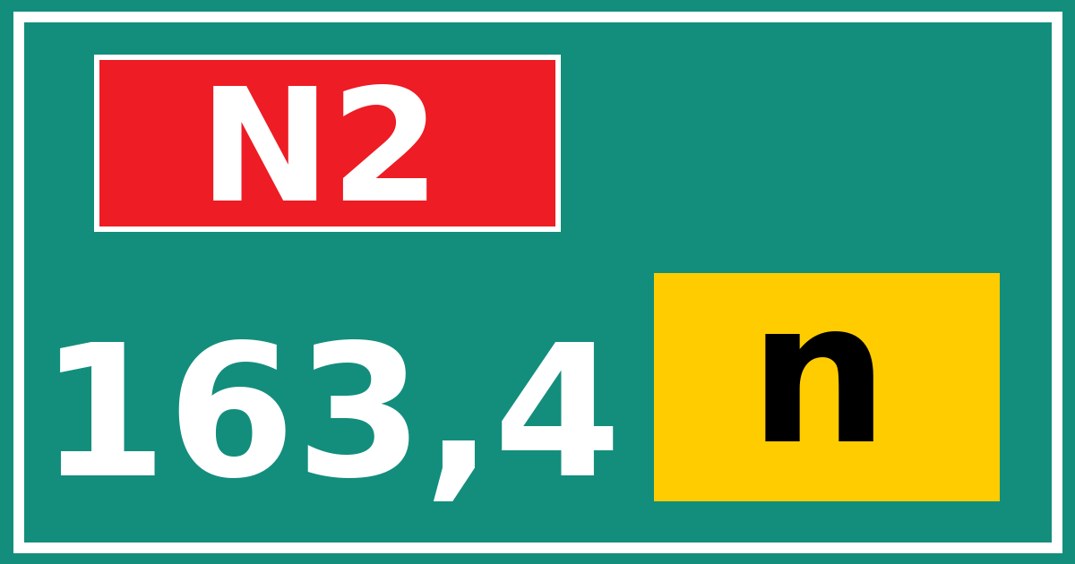 Hectometerbord N2 163,4 letter n