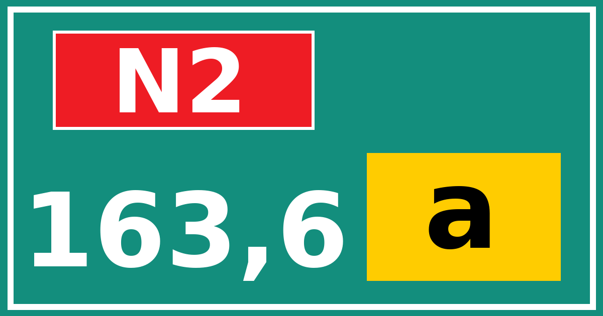 Hectometerbord N2 163,6 letter a