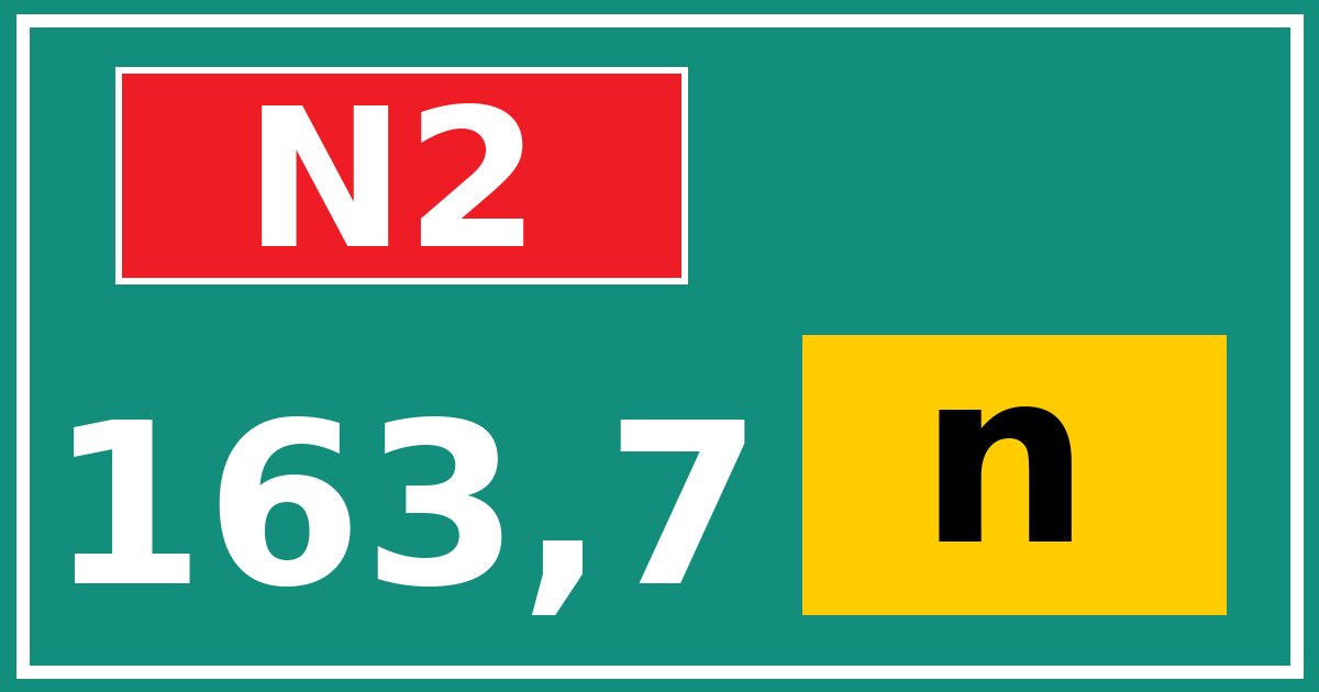 Hectometerbord N2 163,7 letter n