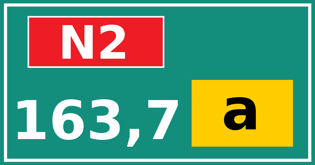 Hectometerbord N2 163,7 letter a