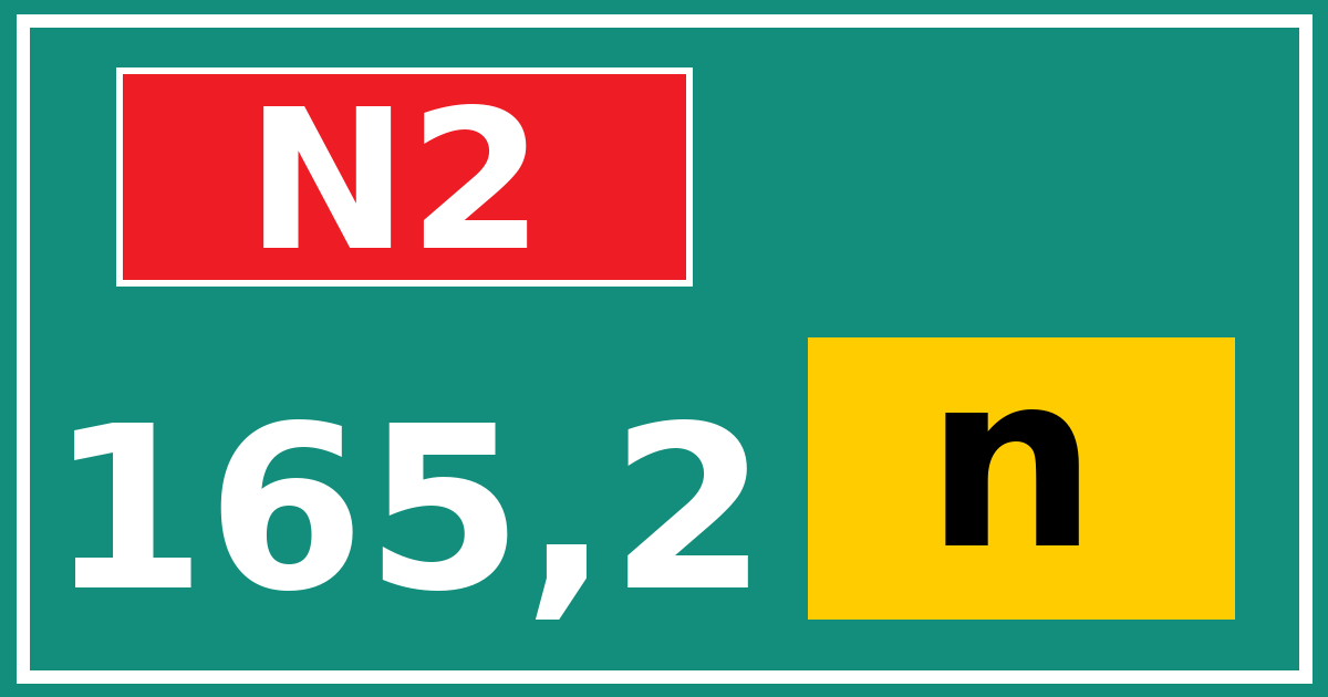 Hectometerbord N2 165,2 letter n