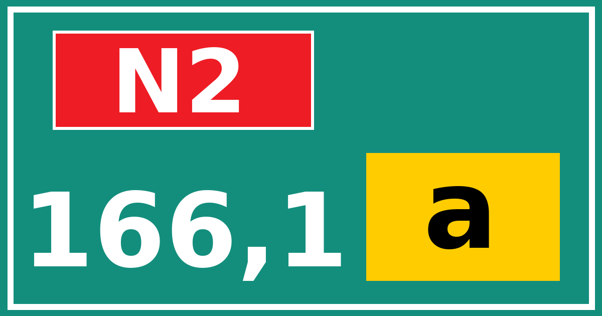 Hectometerbord N2 166,1 letter a