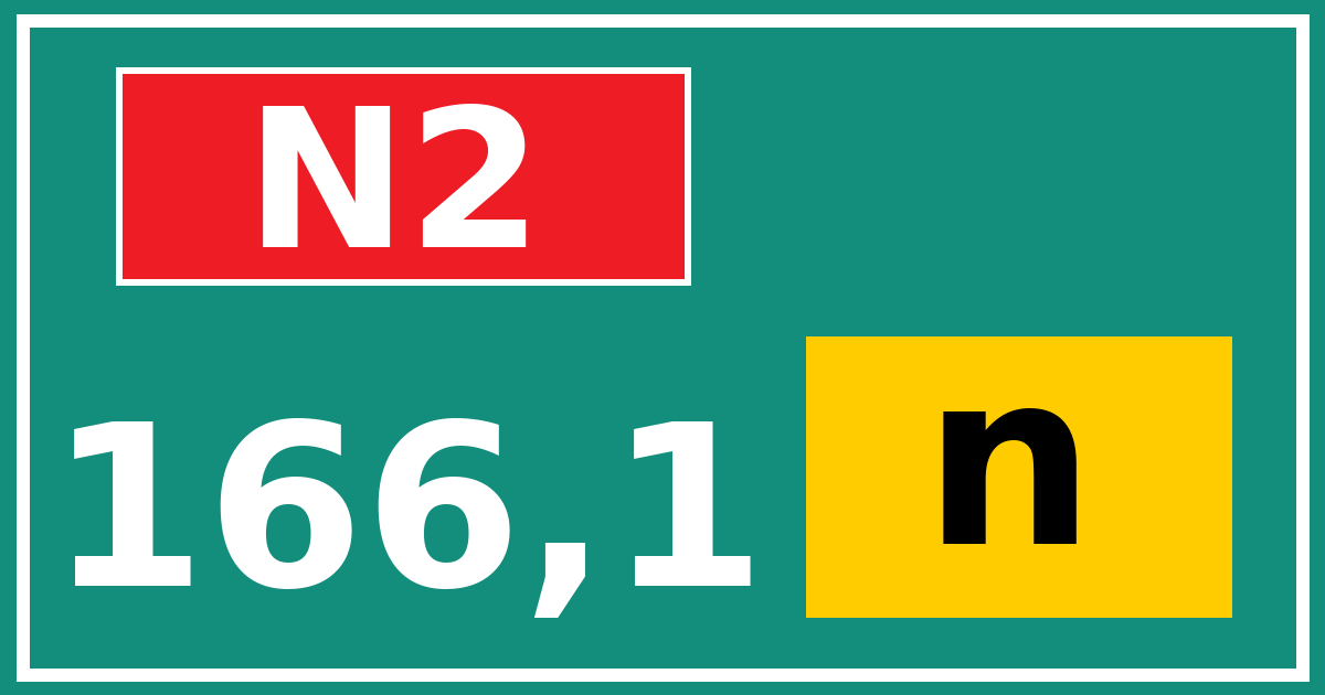 Hectometerbord N2 166,1 letter n