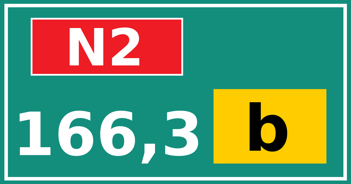 Hectometerbord N2 166,3 letter b