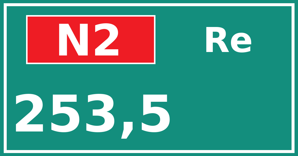 Hectometerbord N2 253,5 zijde Re