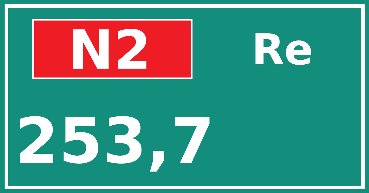 Hectometerbord N2 253,7 zijde Re