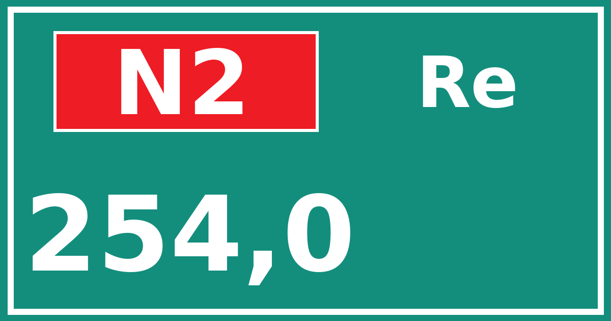 Hectometerbord N2 254,0 zijde Re