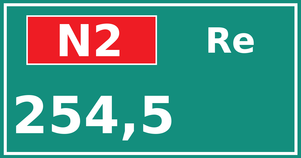 Hectometerbord N2 254,5 zijde Re