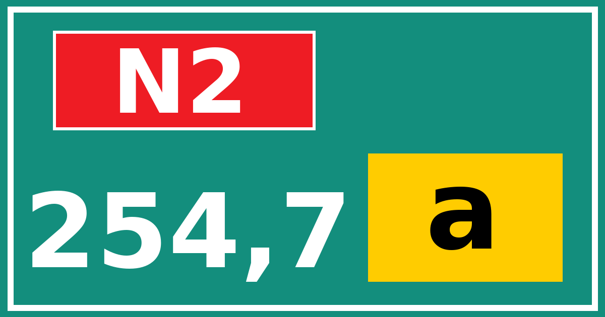 Hectometerbord N2 254,7 letter a