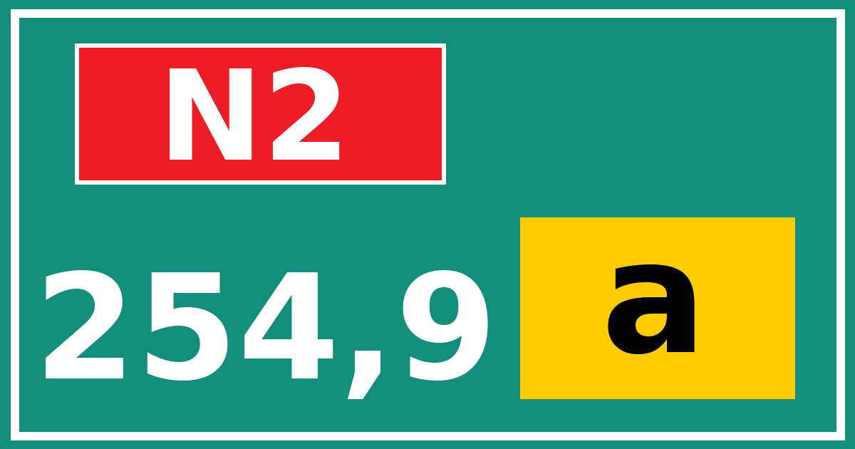 Hectometerbord N2 254,9 letter a