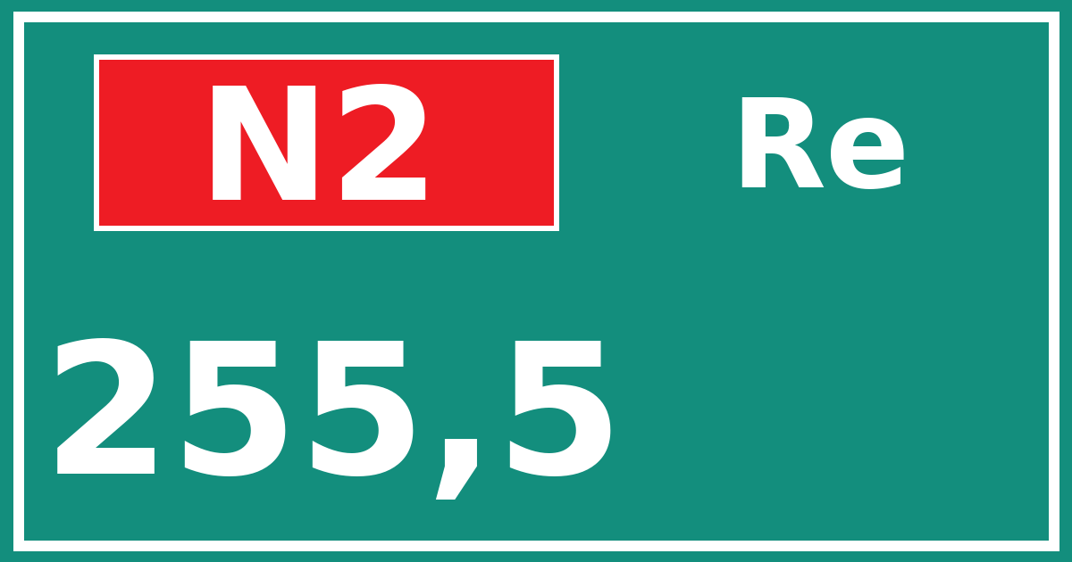 Hectometerbord N2 255,5 zijde Re