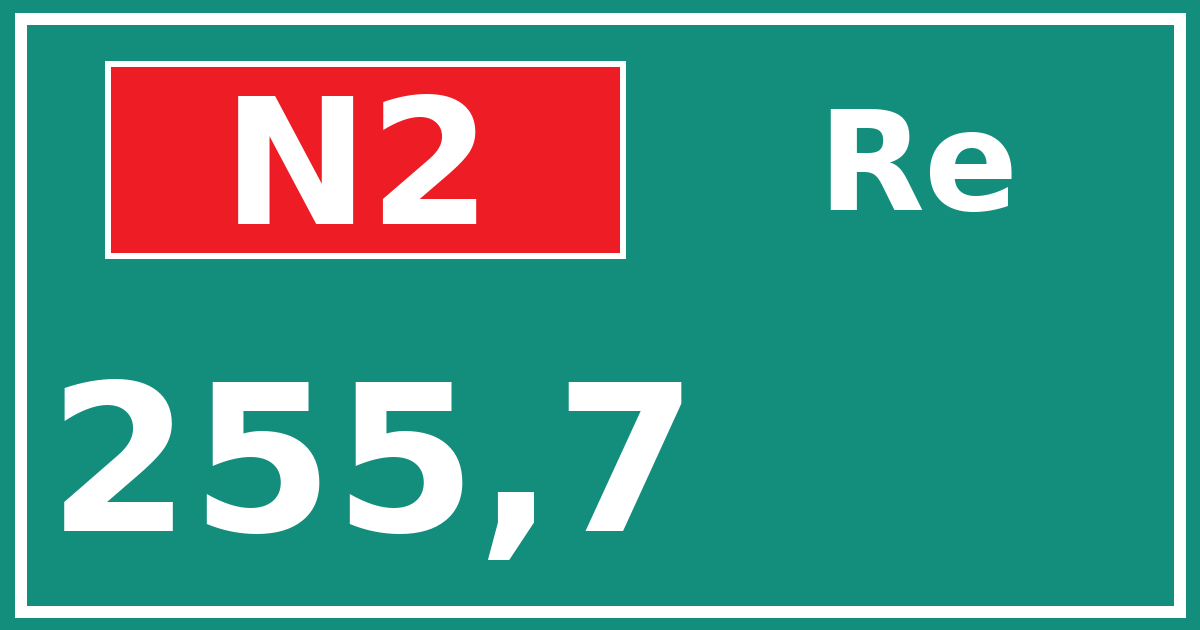 Hectometerbord N2 255,7 zijde Re