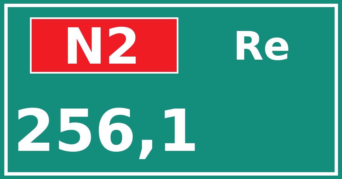 Hectometerbord N2 256,1 zijde Re