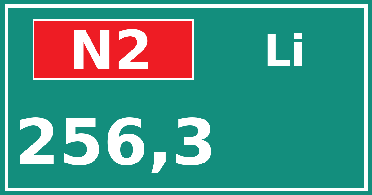 Hectometerbord N2 256,3 zijde Li