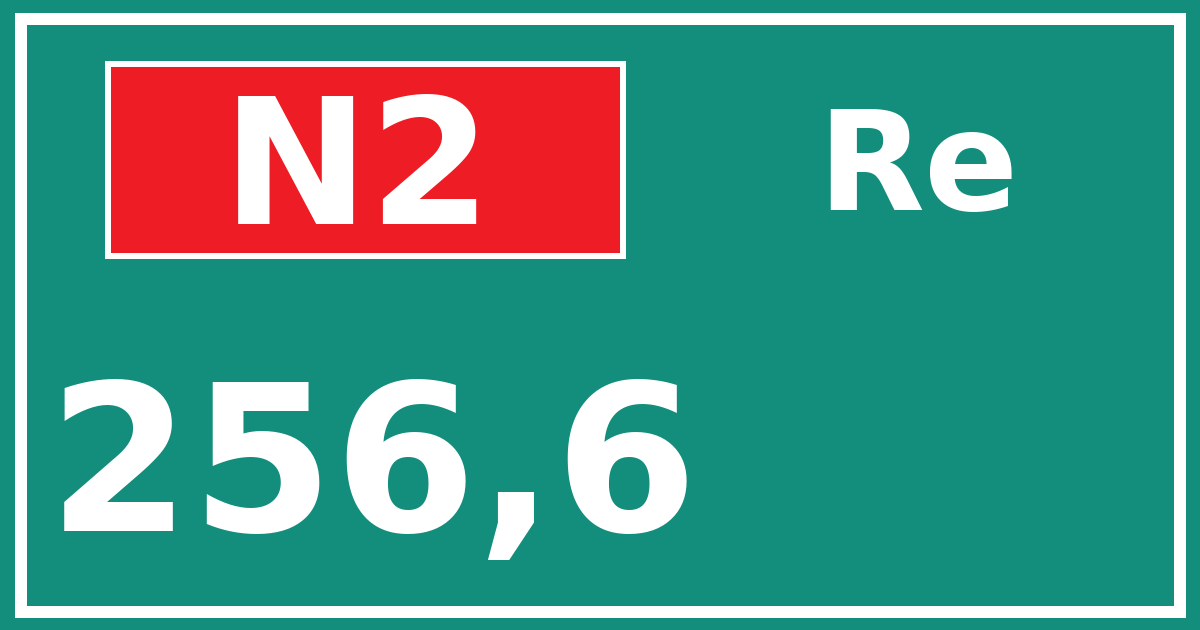 Hectometerbord N2 256,6 zijde Re
