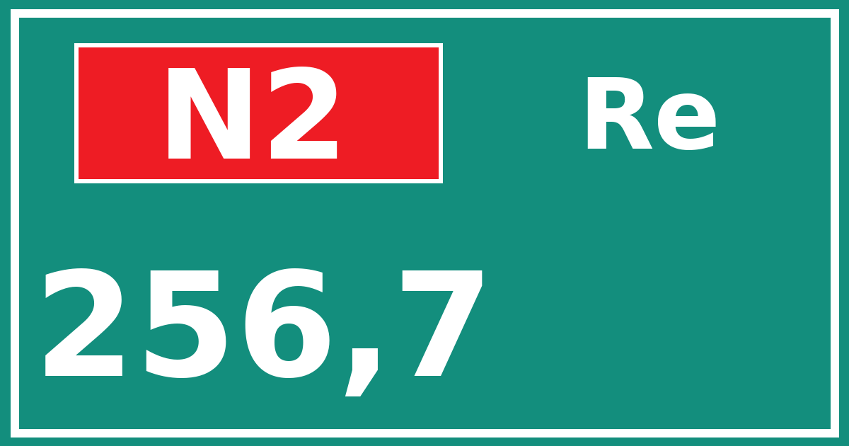 Hectometerbord N2 256,7 zijde Re