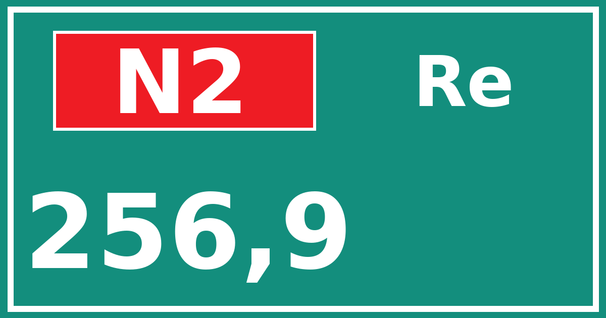Hectometerbord N2 256,9 zijde Re
