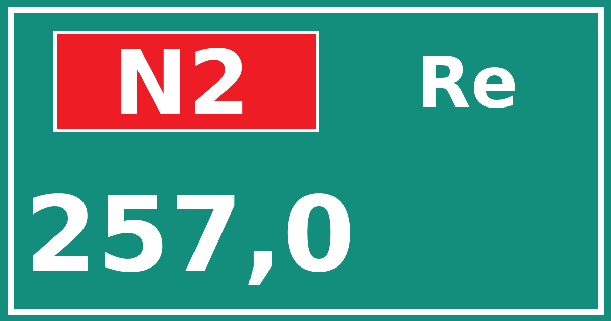 Hectometerbord N2 257,0 zijde Re