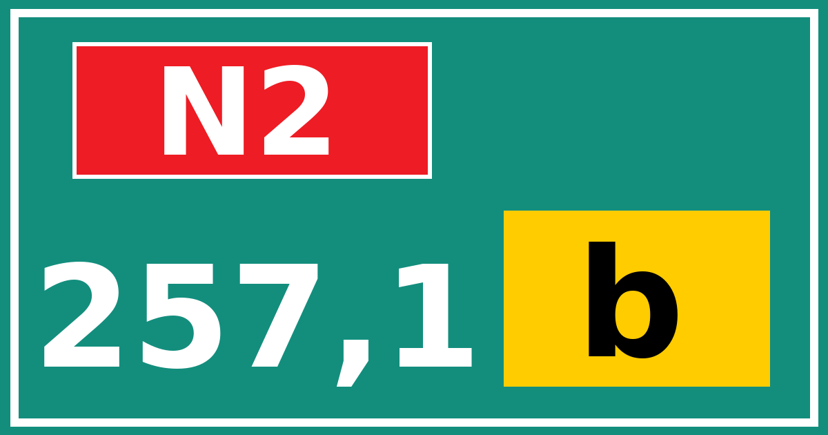 Hectometerbord N2 257,1 letter b