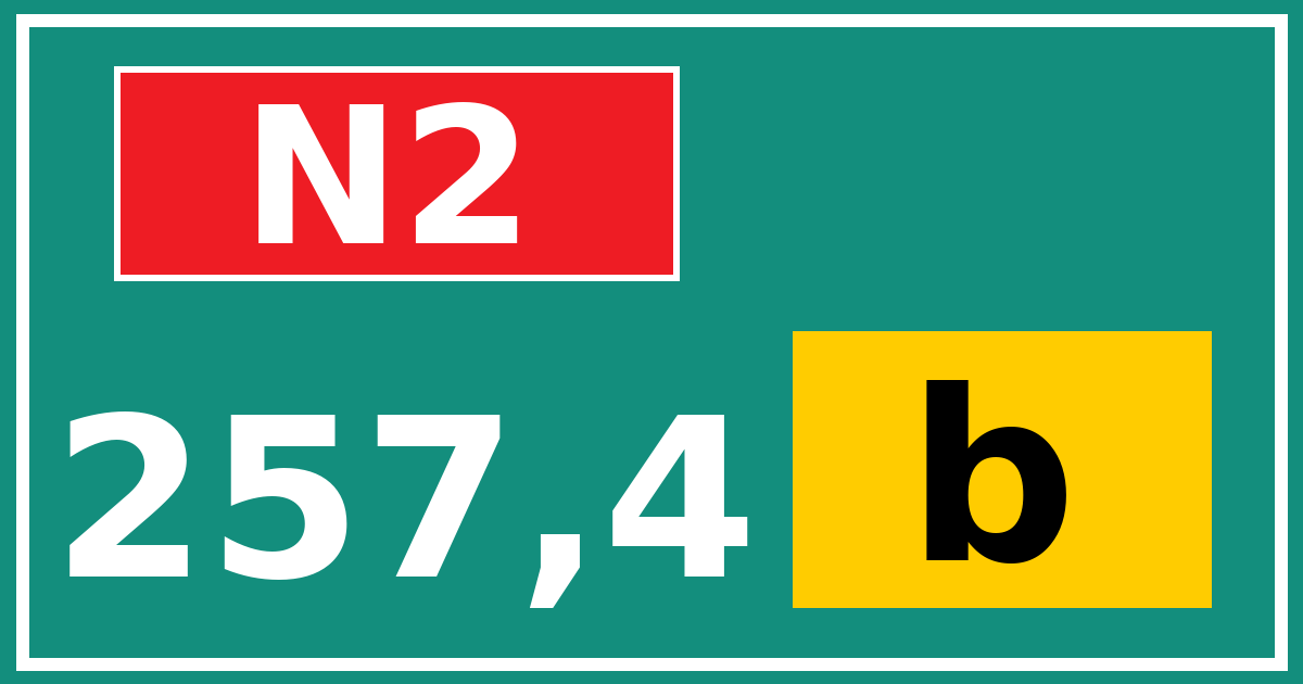 Hectometerbord N2 257,4 letter b