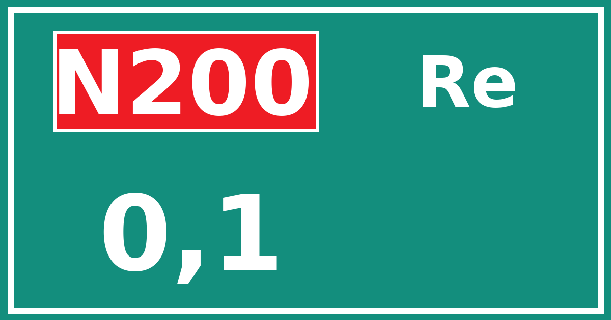 Hectometerbord N200 0,1 zijde Re