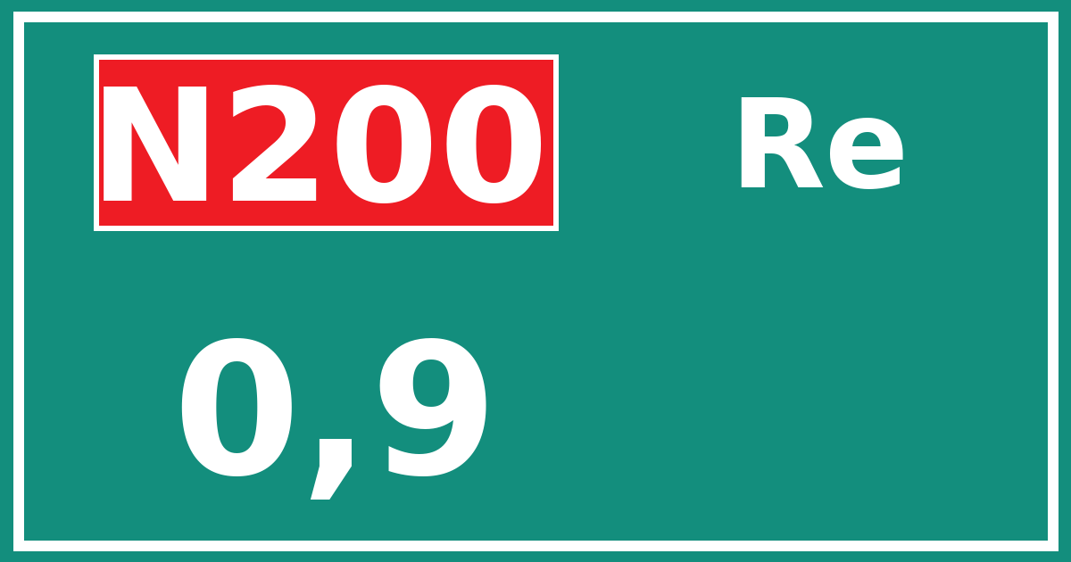 Hectometerbord N200 0,9 zijde Re