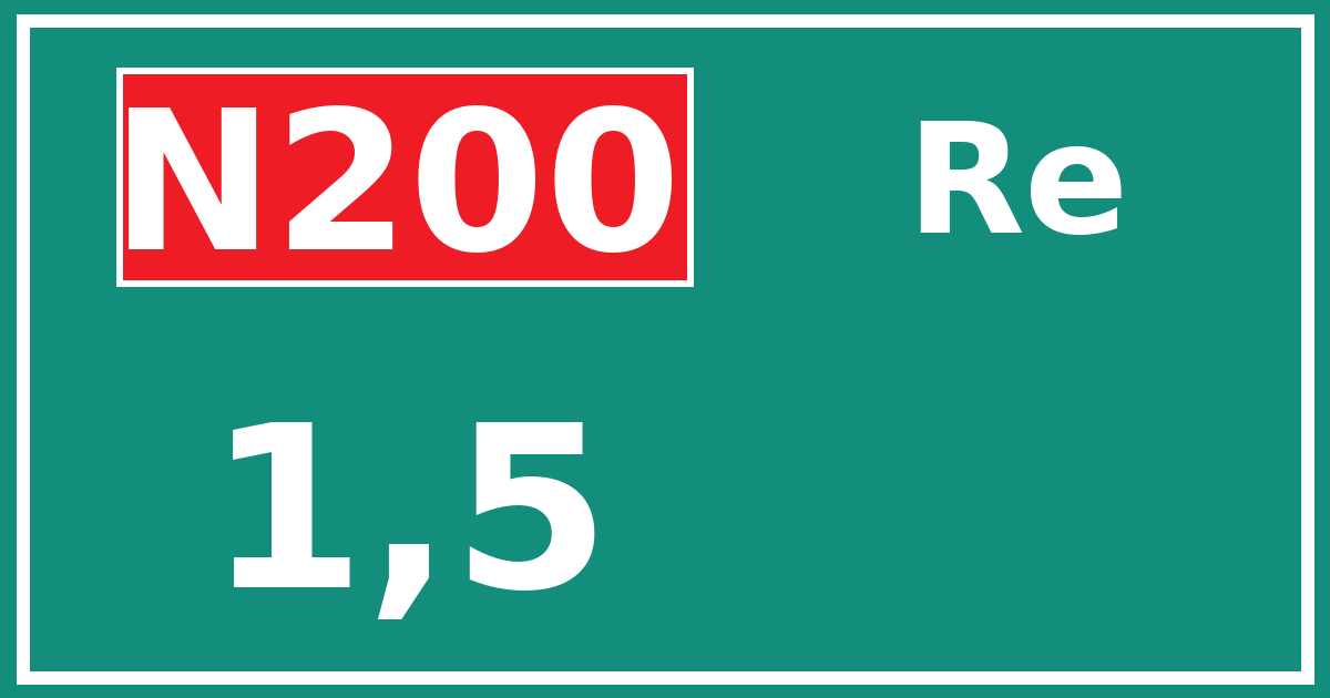 Hectometerbord N200 1,5 zijde Re