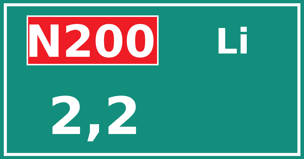 Hectometerbord N200 2,2 zijde Li