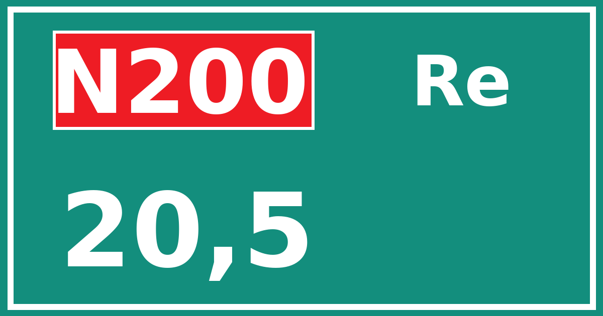 Hectometerbord N200 20,5 zijde Re