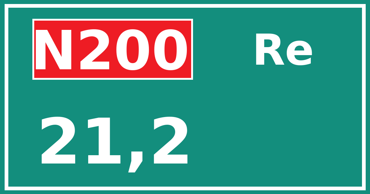 Hectometerbord N200 21,2 zijde Re