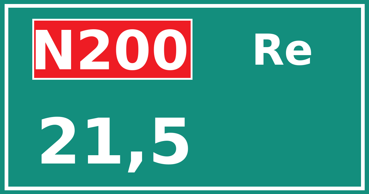 Hectometerbord N200 21,5 zijde Re