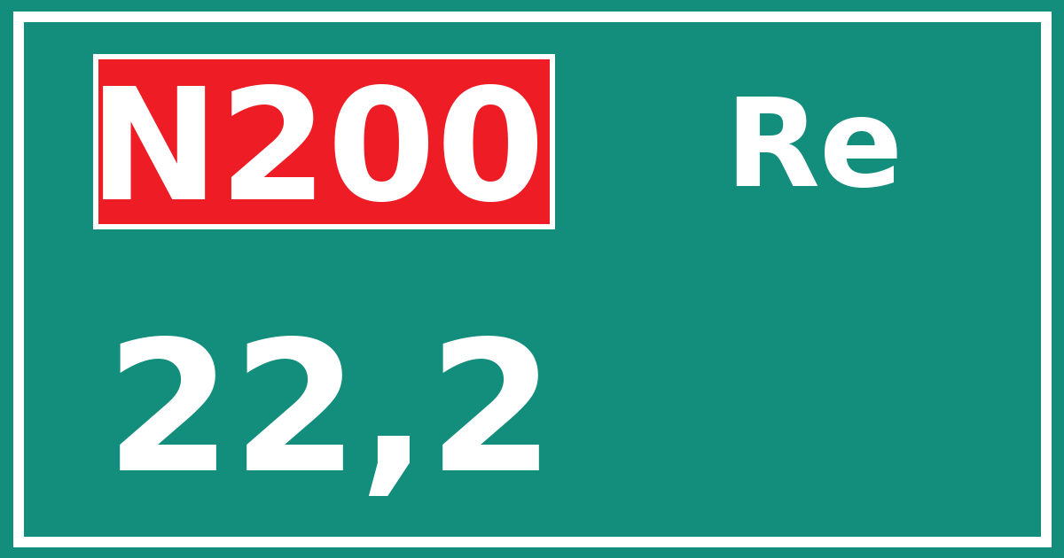 Hectometerbord N200 22,2 zijde Re
