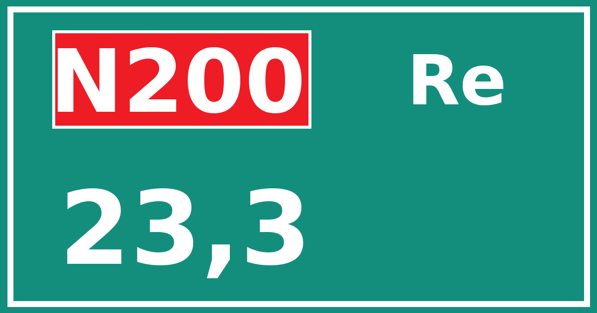 Hectometerbord N200 23,3 zijde Re