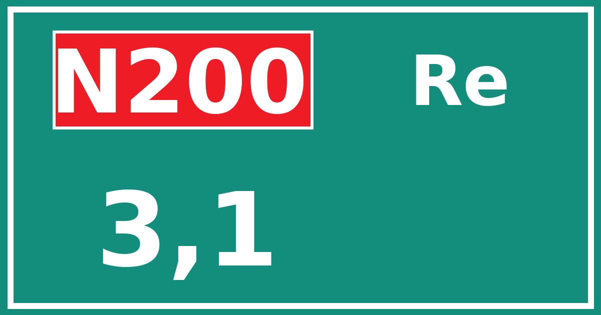 Hectometerbord N200 3,1 zijde Re