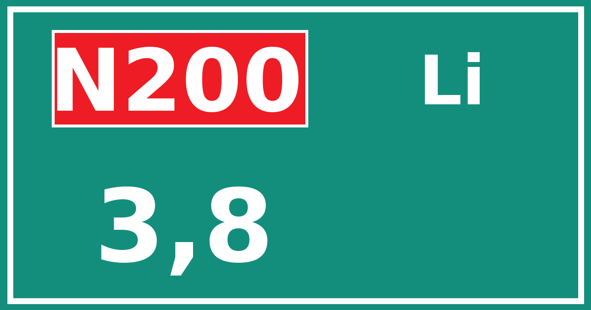 Hectometerbord N200 3,8 zijde Li